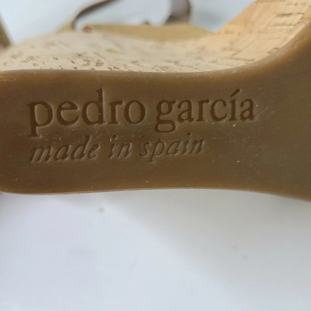 Pedro Garcia Tan Suede Ankle Strap Platform Espadrille Sandals